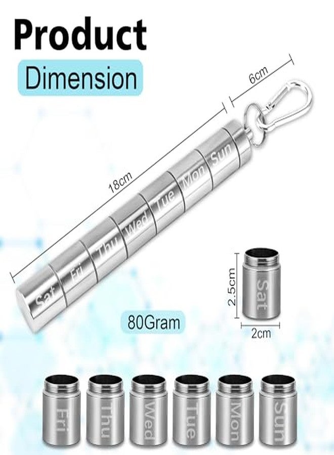 GLUN® Aluminium Weekly Pill Rod, Keychain 7 Compartments Pill Case, Waterproof Weekly Medicine Organizer with Keychain & Carabiner for Outdoor, Travel, & Camping - Image 4